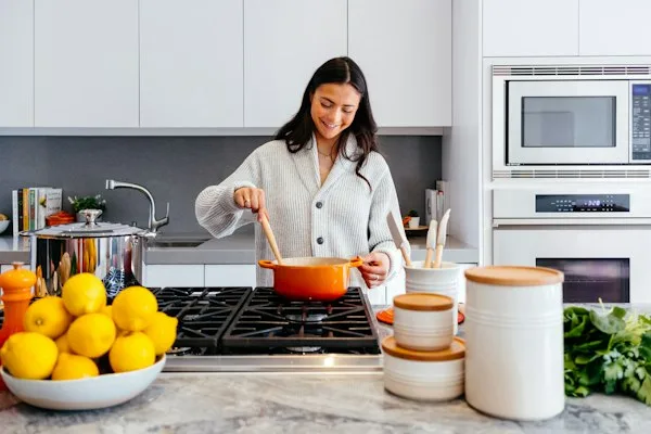 Modern kitchen with repaired appliances